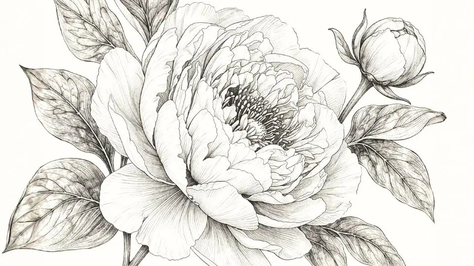 High quality printable flower coloring pages showing detailed botanical line art with intricate petal and leaf designs