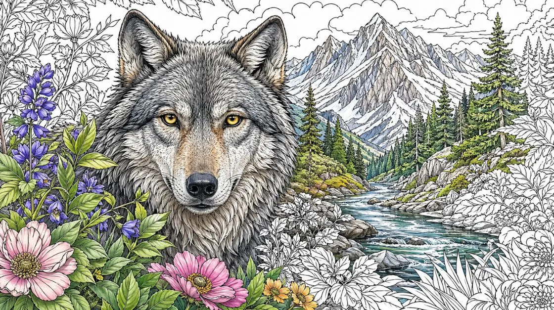 Detailed animal coloring pages for adults