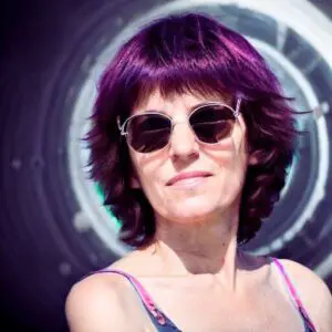 Emma Grimberg, founder and illustrator of EG Creativity Art, smiling in her studio