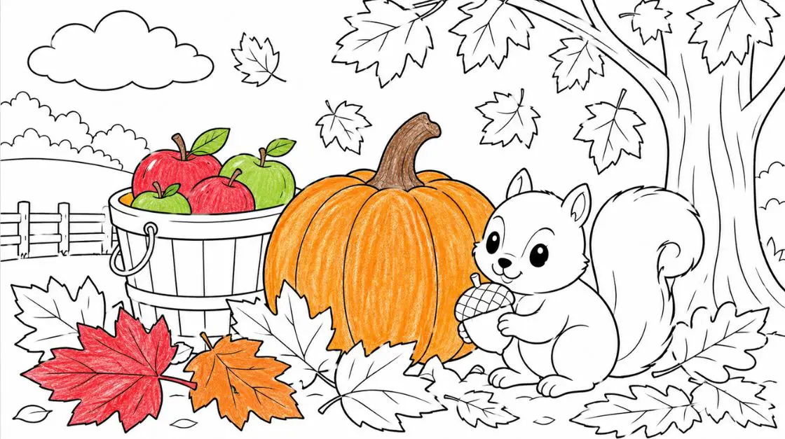Fall Coloring Book for Kids Ages 3–8