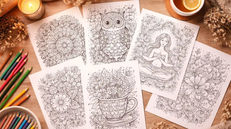 stress relief coloring bundle — 400+ adult coloring pages PDF instant download for anxiety relief