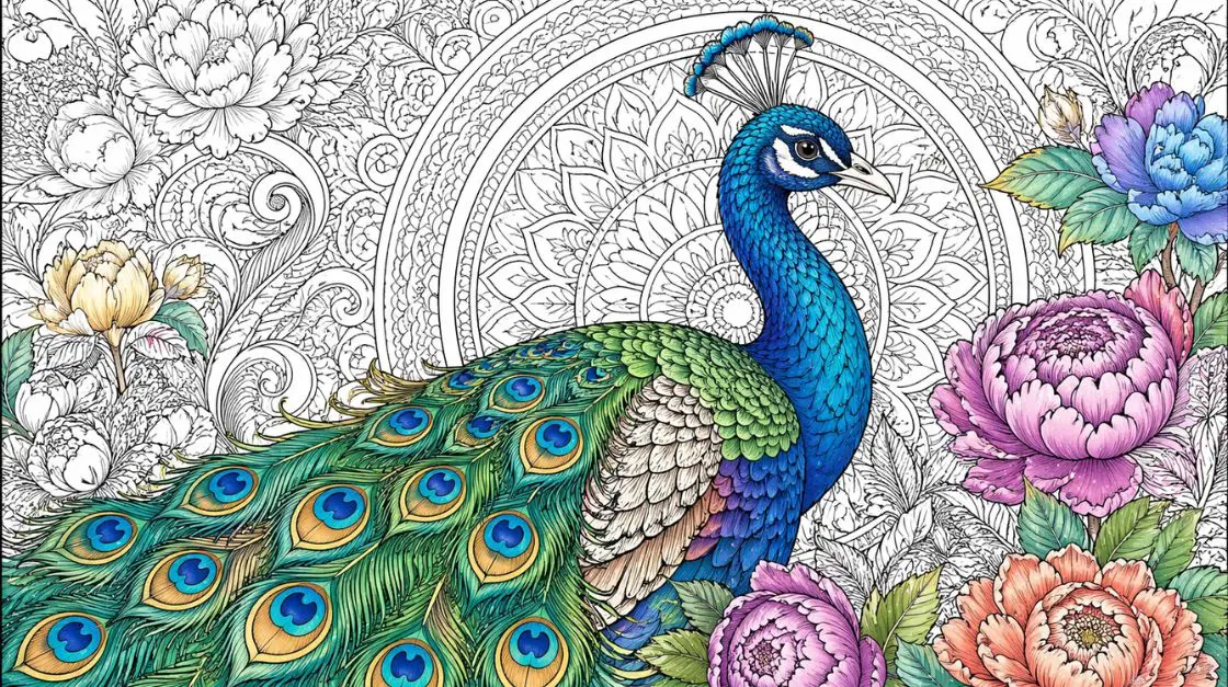 High-detail free printable coloring page for adults featuring fine linework and complex patterns