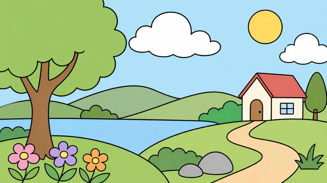 Simple calming coloring pages for kids and beginners — large areas, easy designs for anxiety relief