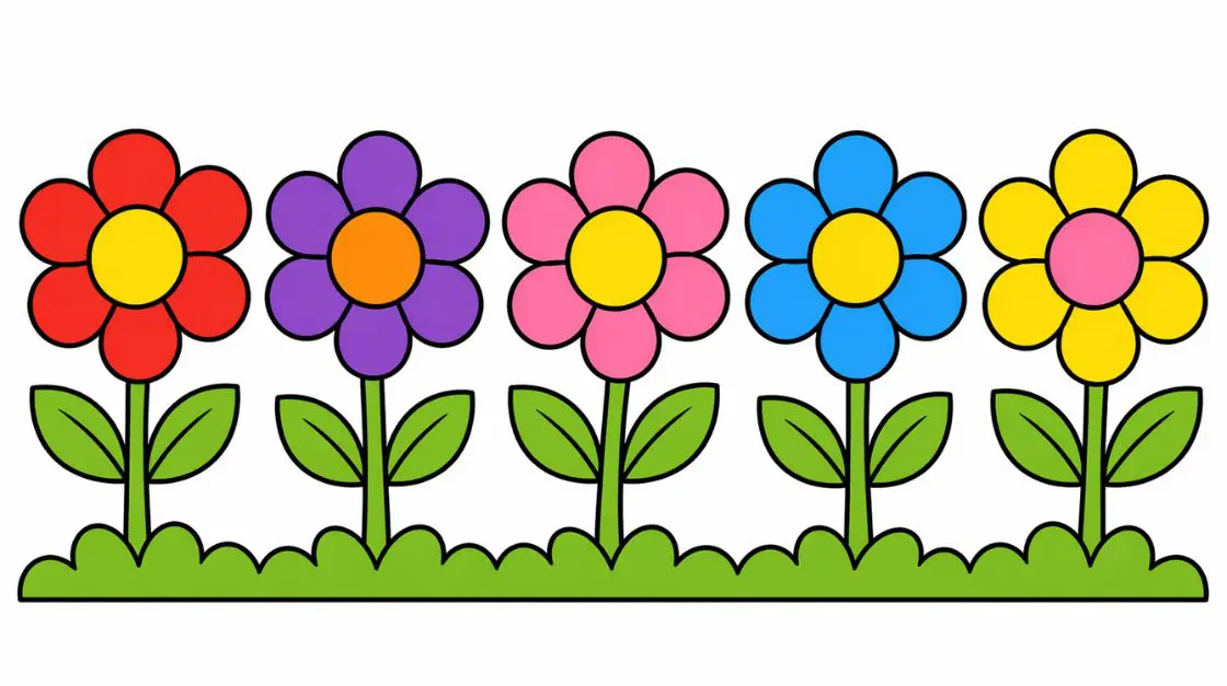 Simple flower coloring pages with bold outlines perfect for toddlers and young children
