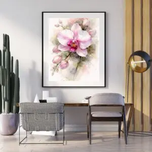 Pink Watercolor Orchid Wall Art