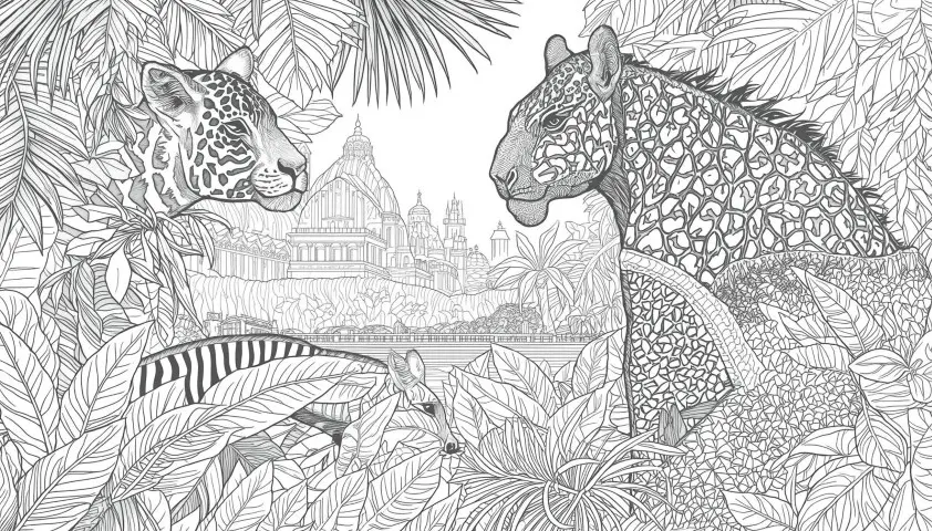 nimals in the jungle coloring pages printed as premium adult coloring booklets and art kits for small business retail