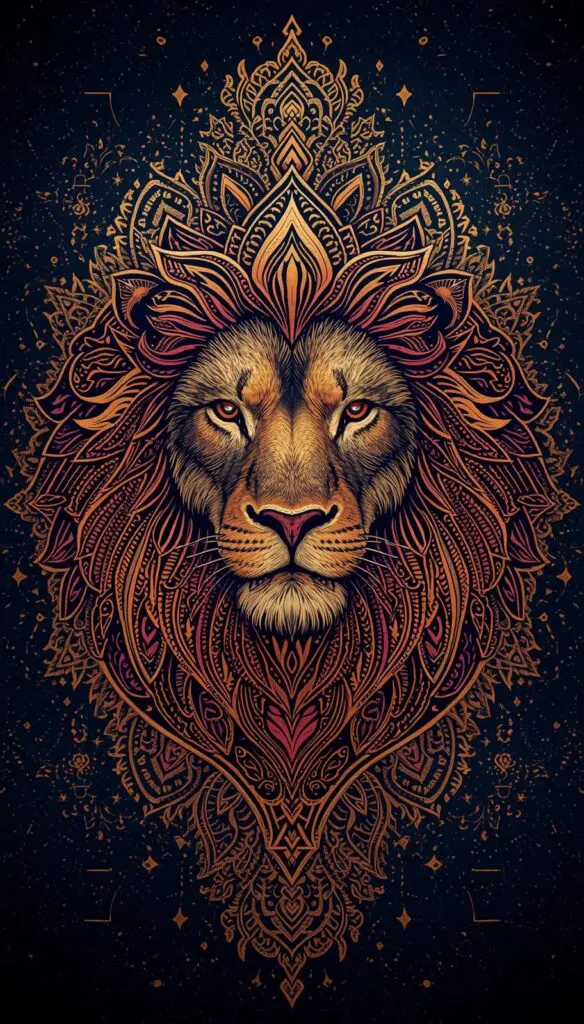 animal coloring pages for adults featuring detailed lion mandala design