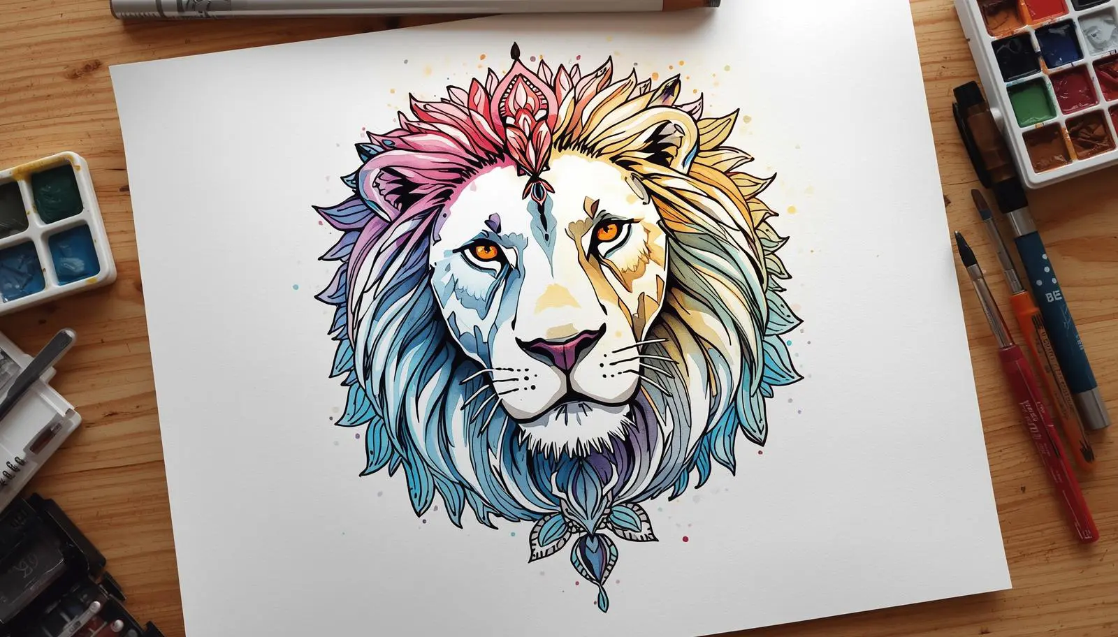 animal coloring pages for adults featuring detailed lion mandala design