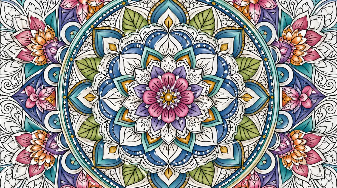 Intricate mandala coloring pages for adults with symmetrical floral and geometric patterns