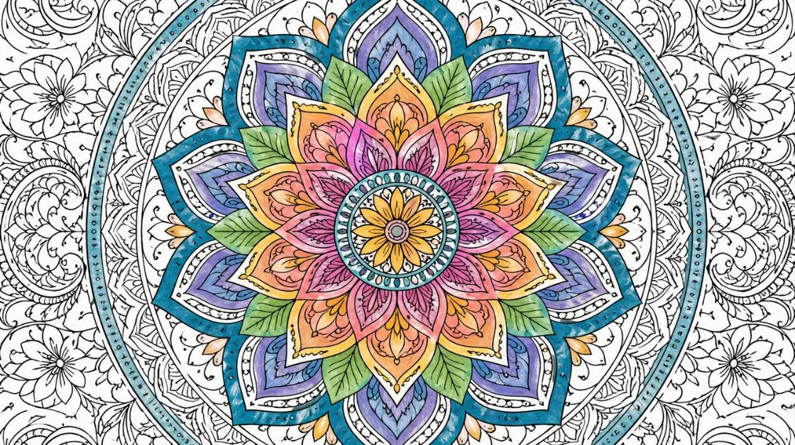 Intricate mandala coloring pages — printable stress relief coloring pages for adults with circular symmetry patterns