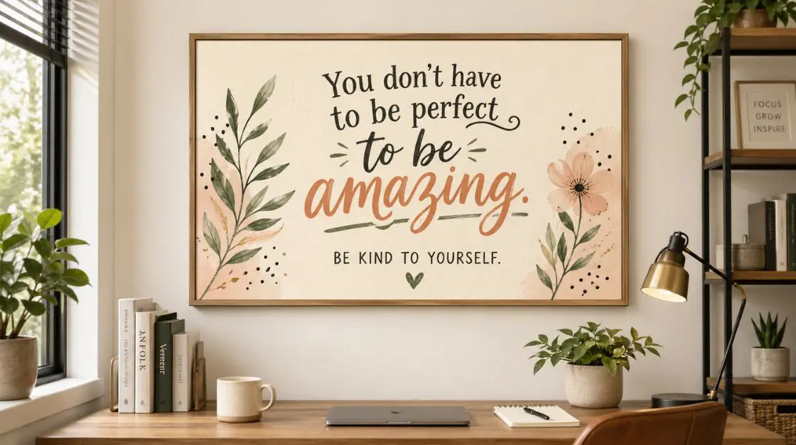 Quote printable wall art with hand-lettered inspirational text on a warm cream background