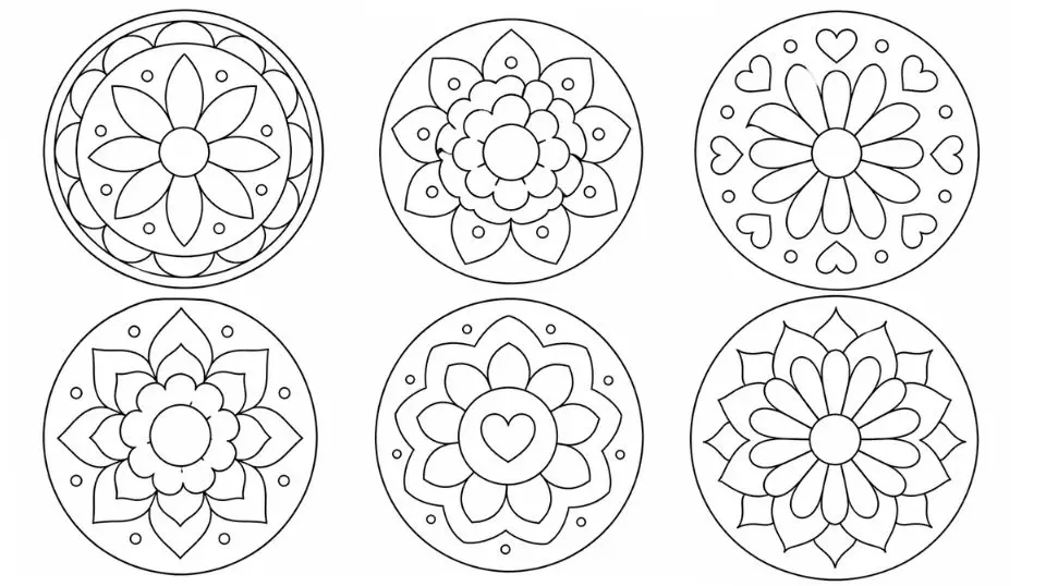 simple free mandala coloring pages for beginners printable PDF designs