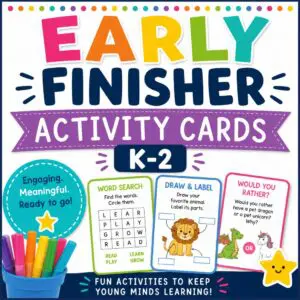 early finisher activities activities for fast finishers Early Finisher Activity Cards
