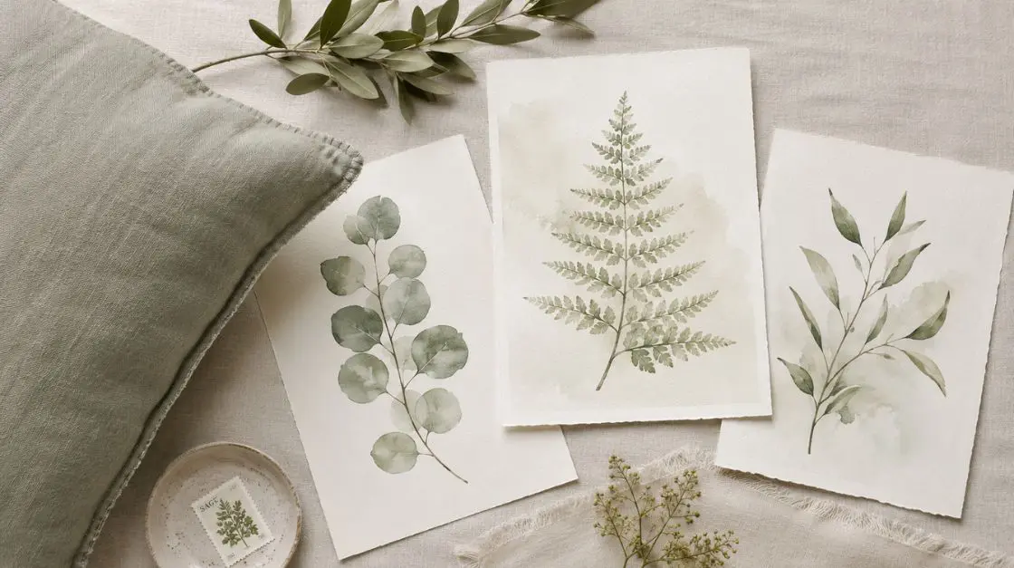 Botanical wall art printable collection featuring eucalyptus and floral designs in standard art print sizes