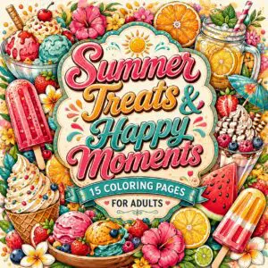 15 Summer Treats Coloring Pages & Happy Moments for Adults