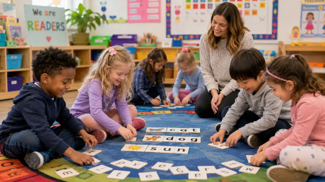 early childhood education activities including circle time word games for kindergarten students