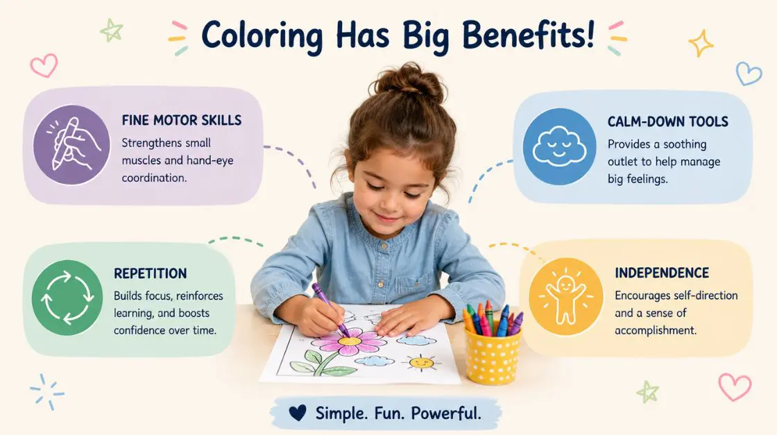 Infographic explaining why printable kindergarten worksheets support early learning development