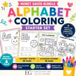 alphabet tracing worksheets with coloring