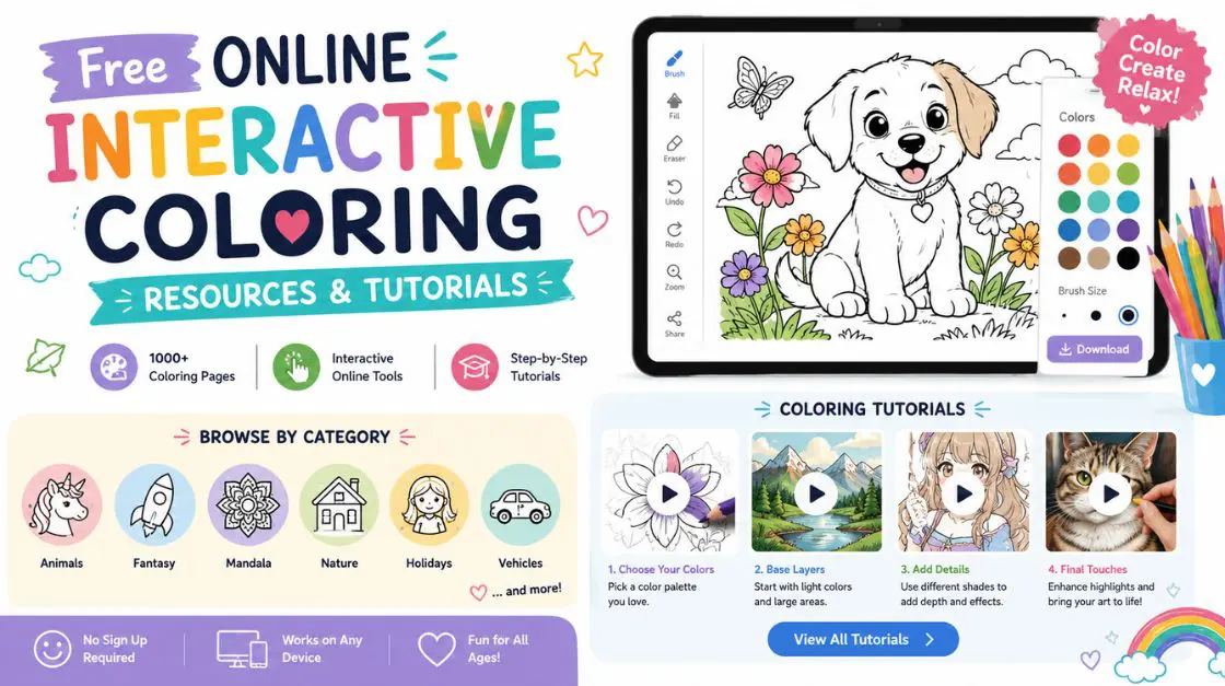 Free Coloring Resources: Interactive Tools & Step-by-Step Tutorials