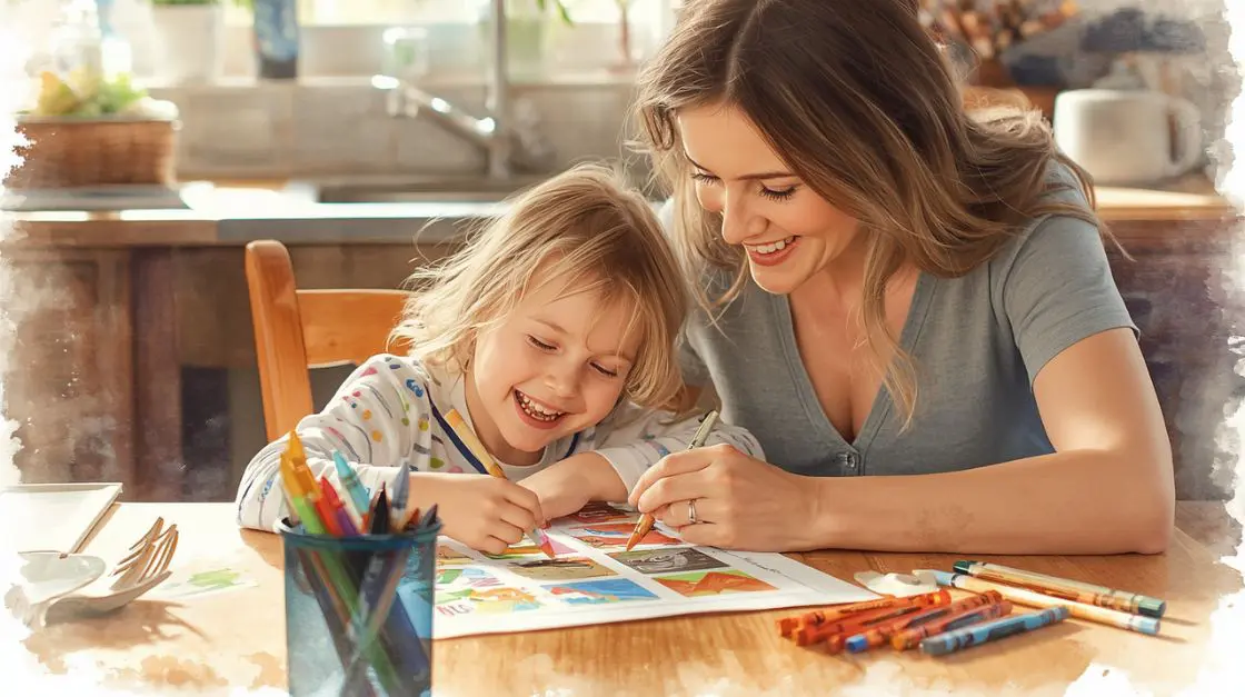 Parent helping child complete free printable kindergarten worksheets at home