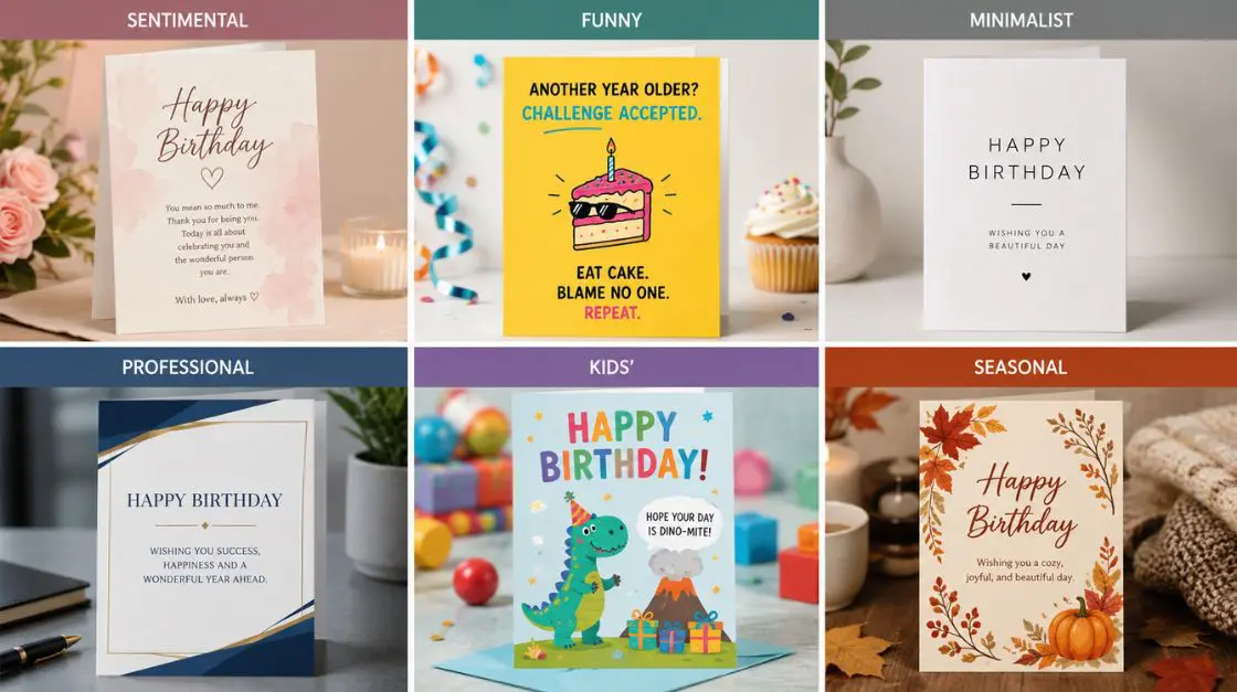 Collage of birthday card styles for every relationship and occasion