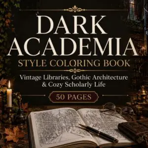 Dark Academia Style Fantasy Coloring Pages