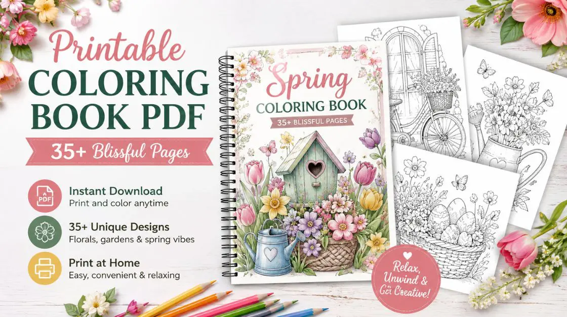 Printable Coloring Book PDF — 35+ Blissful Pages