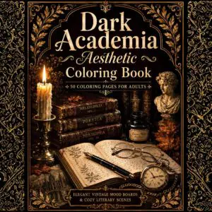 Dark Academia Aesthetic Coloring Book – Instant PDF