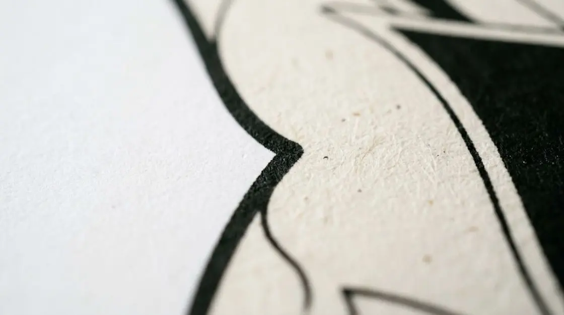 Close-up of crisp 300 DPI printed coloring page lines on cardstock