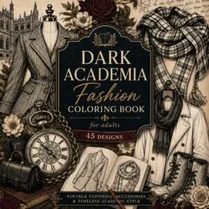 Dark Academia Fashion Coloring Book - Printable PDF (2)