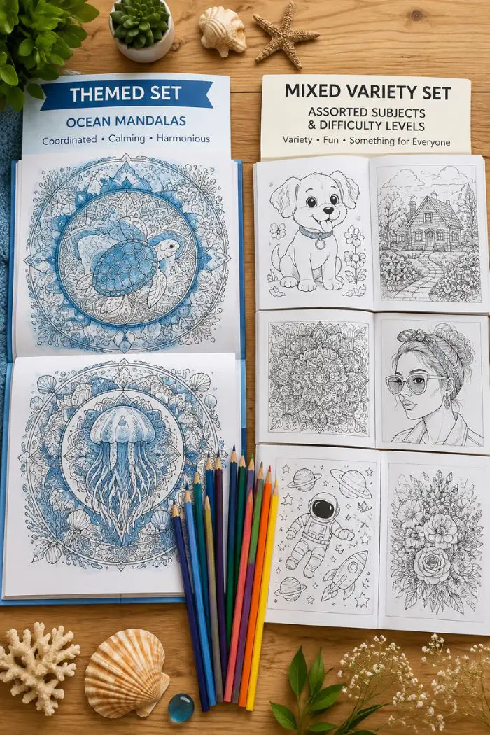 Themed vs mixed coloring pages bundles