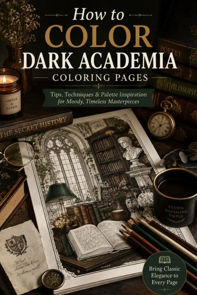 dark academia coloring guide