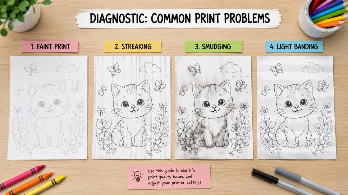 common causes of smudging and bleeding when printing coloring pages