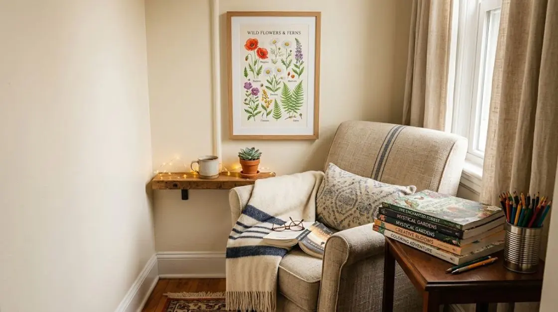 small bedroom design cozy reading corner with vertical printable wall art