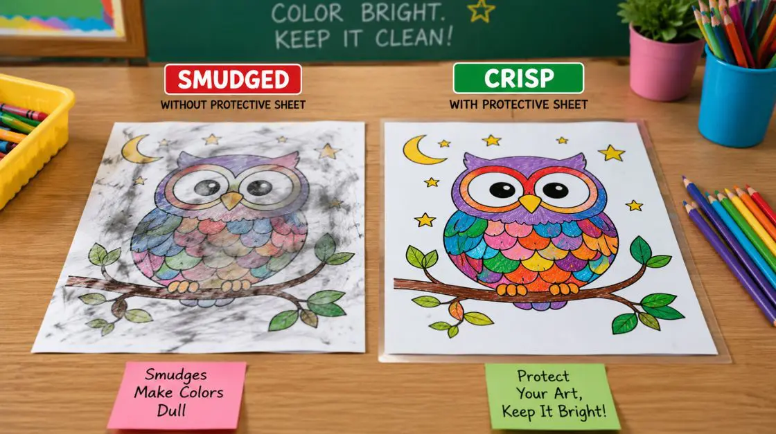 printer settings for coloring pages — smudged print versus crisp print comparison