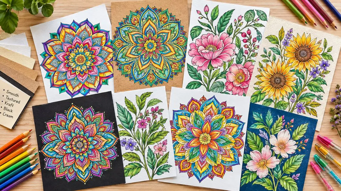 visual inspiration for coloring pages on matte and cardstock paper