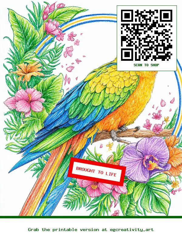 Finished Work: 15 Stunning Tropical Coloring Pages For Adults 2