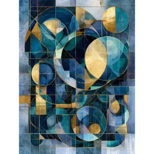 Geometric Composition - Blue & Gold