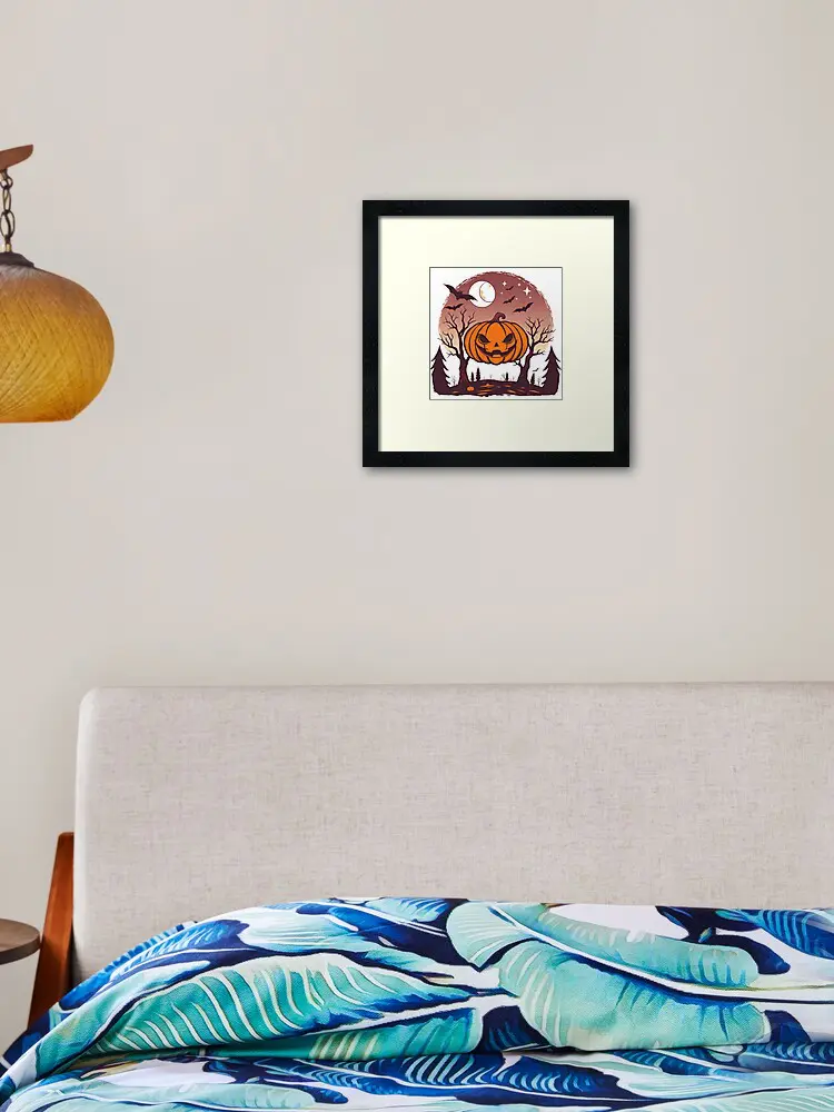 Spooky Jack-o'-Lantern Haunted Forest Moon Art