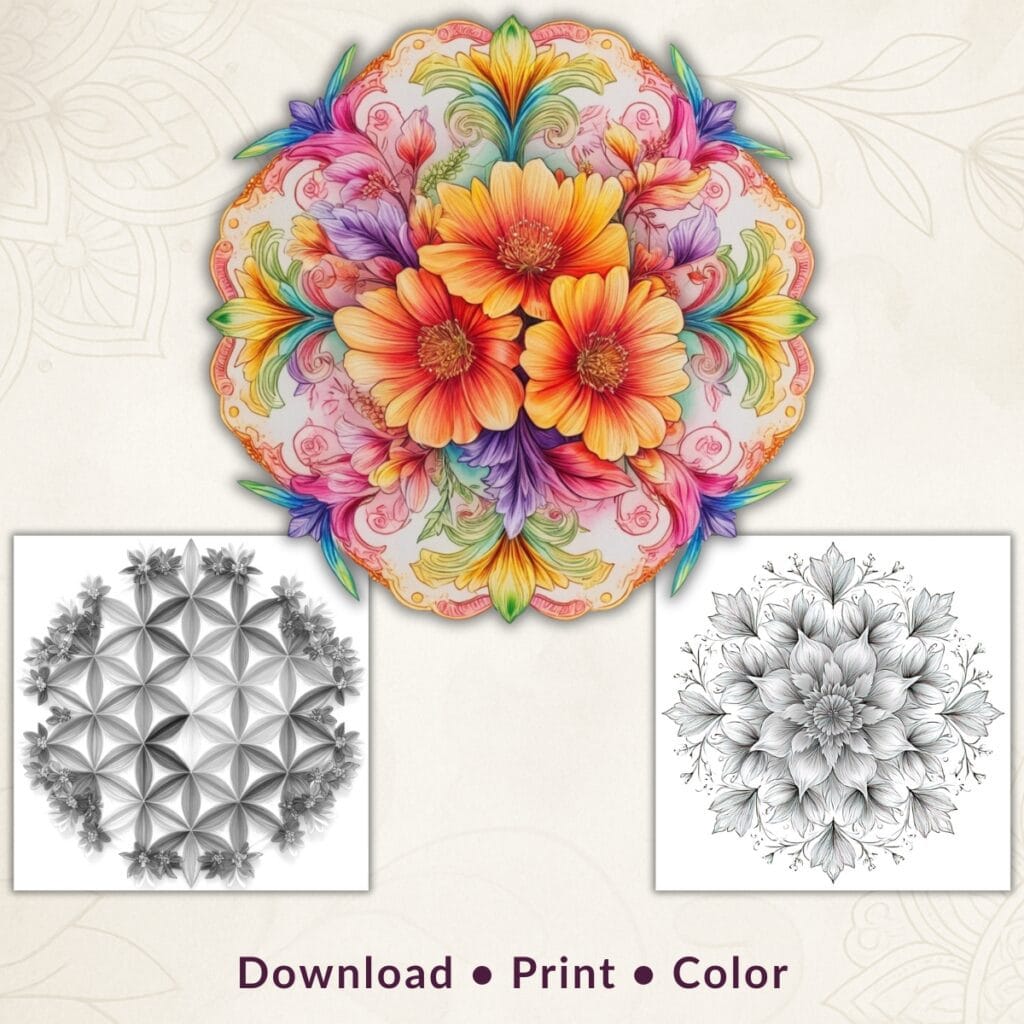 50 Printable Floral Mandala Coloring Pages