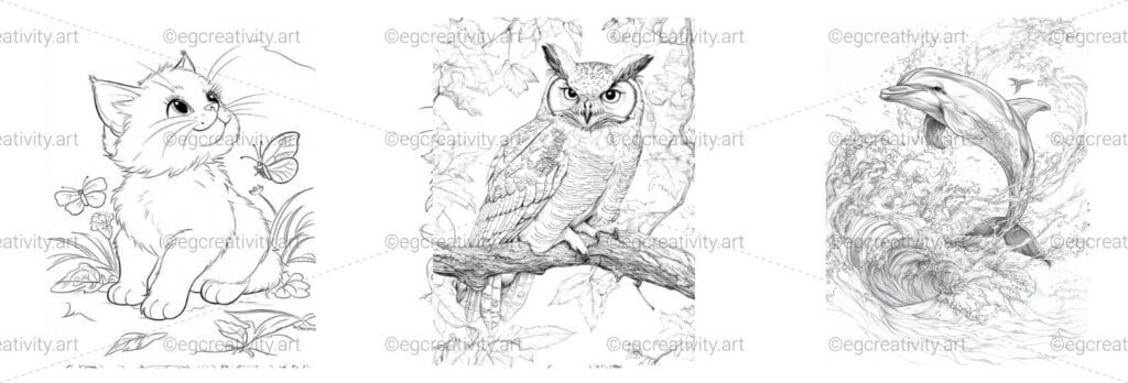 5 free animal coloring pages