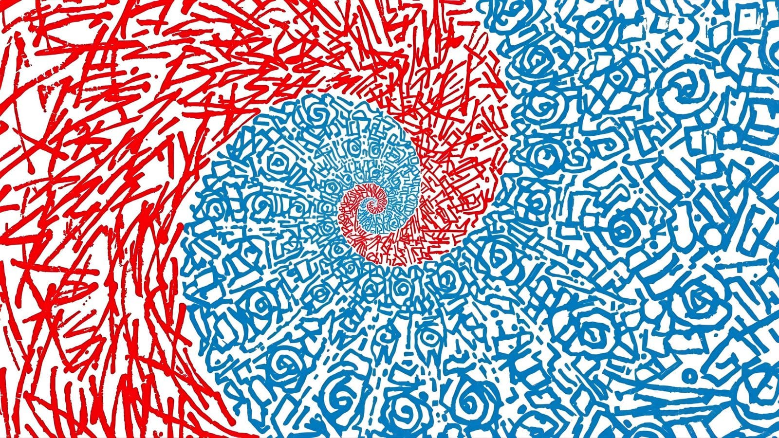 Spiral design showing anxiety thoughts dissipating as the person colors calmly.