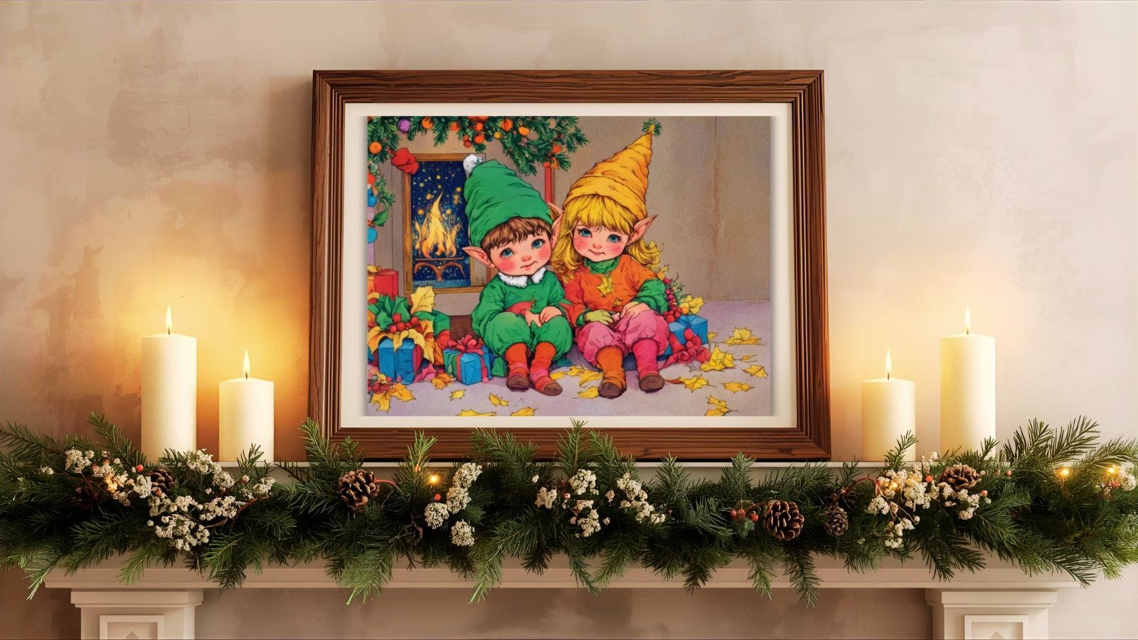 Framed Printable Winter Coloring Page as DIY holiday wall art