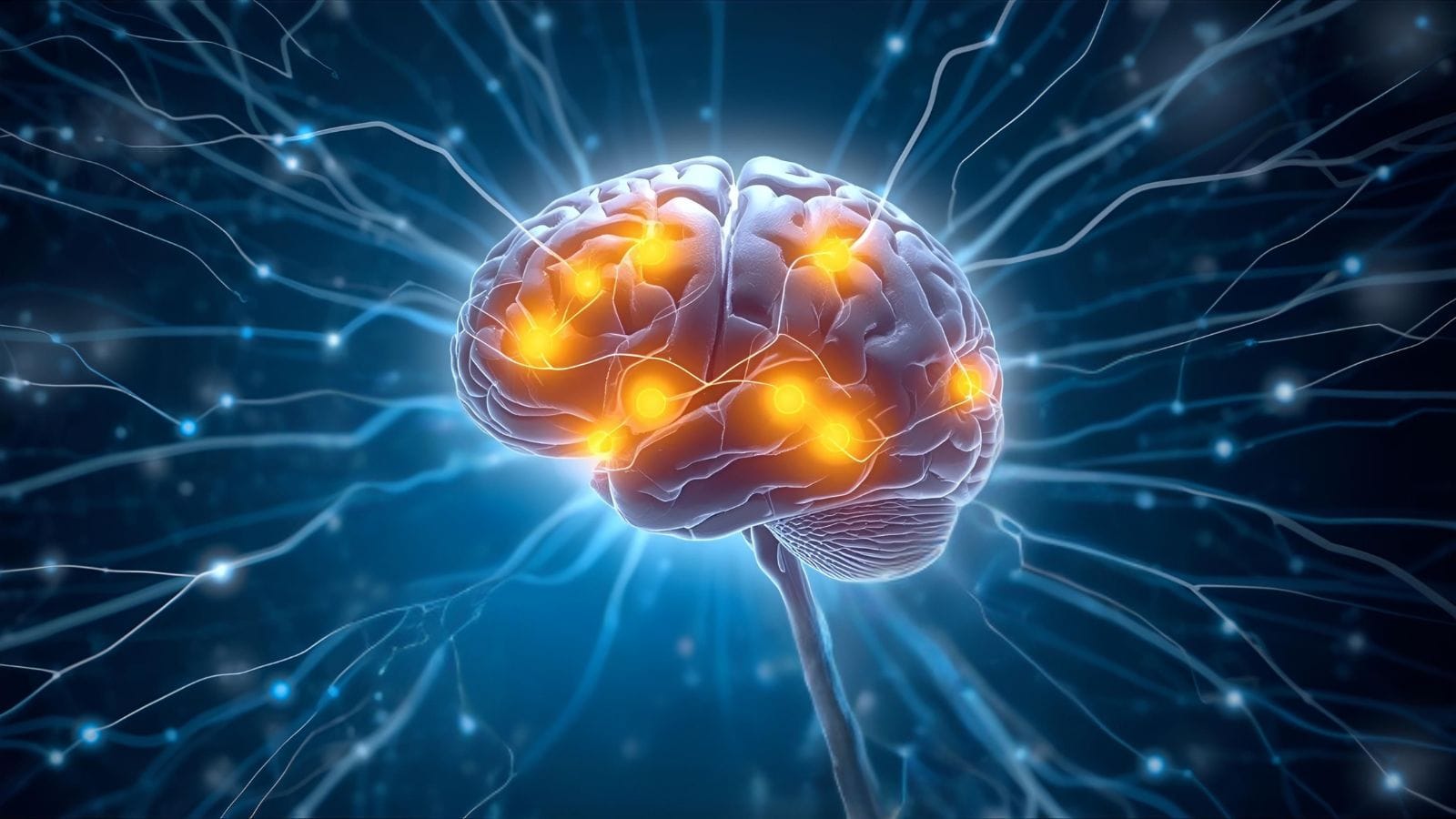 Brain with highlighted areas showing improved focus while hands are coloring