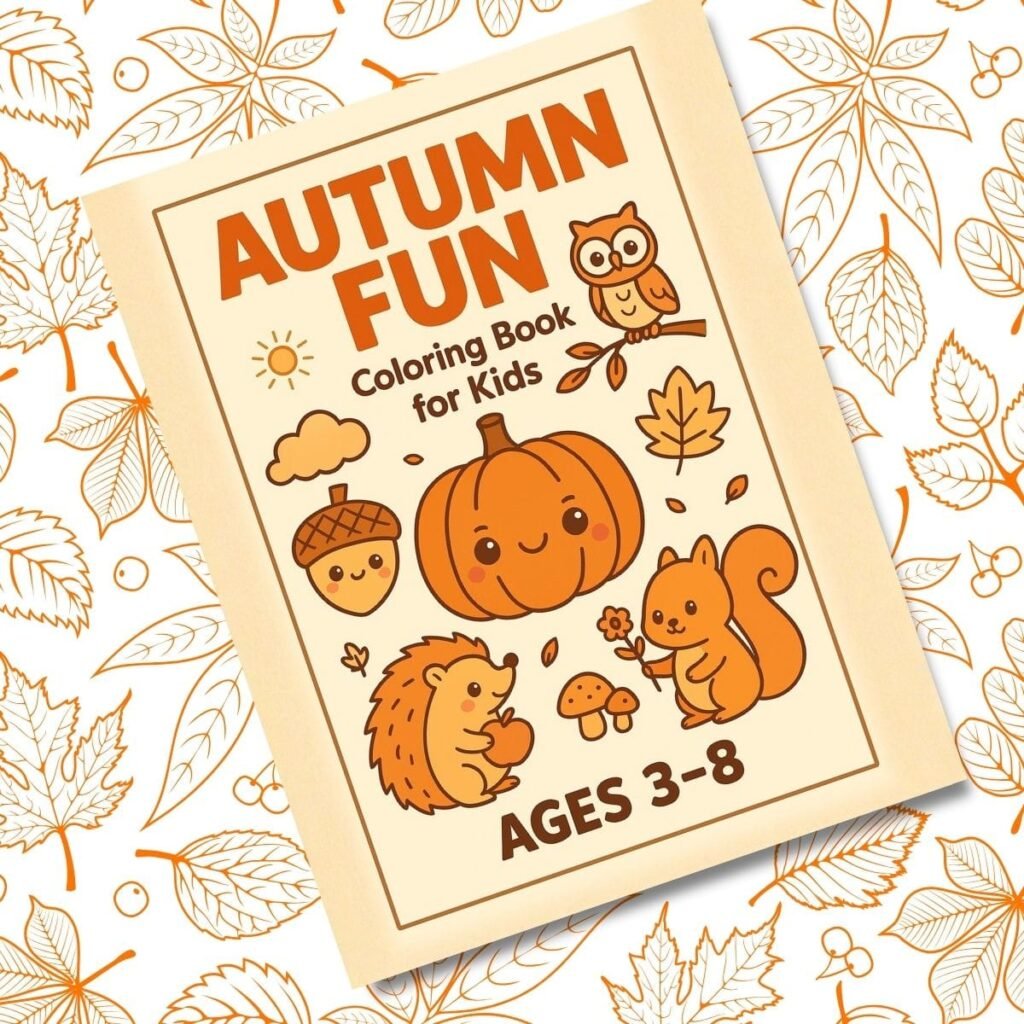 Fall Coloring Book for Kids Ages 3-8 | Autumn Activity Book with 35 Coloring Pages for All Skill Levels