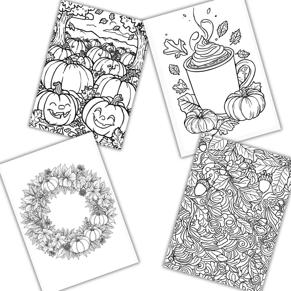 10 Fall Coloring Book Pages - amples