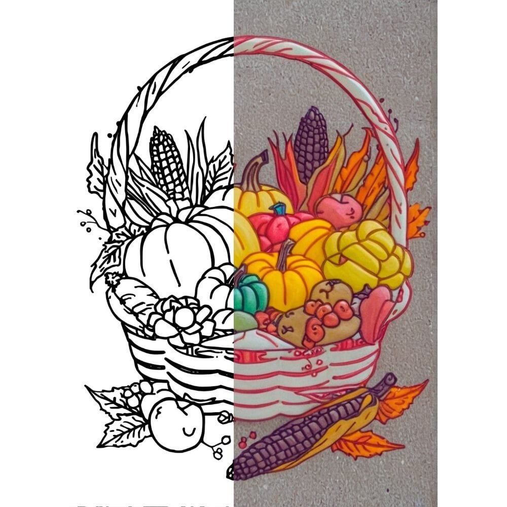 10 Fall Coloring Book Pages-before and after