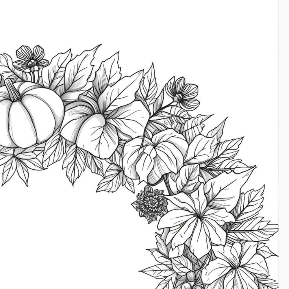 10 Fall Coloring Book Pages close-up