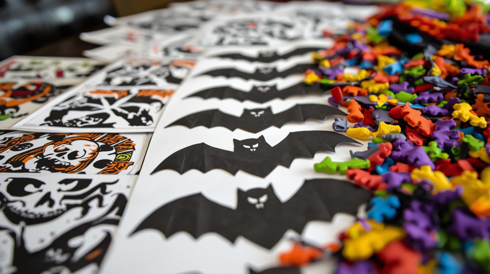 Printable Halloween crafts and party printables used as spooky decorations.