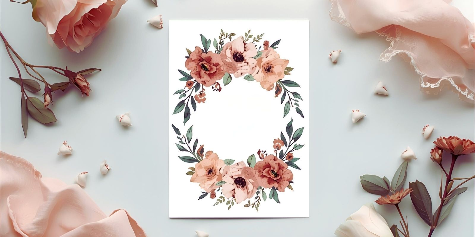 Printable floral greeting card with watercolor flowers and elegant typography